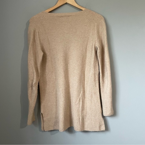J. CREW HEATHER V NECK Tunic wool blend sweater XXS camel coloured - Picture 6 of 9
